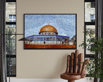 Handmade Jerusalem Mosaic Wall Art Dome of the Rock  Marble Tile