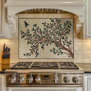 Kitchen Backsplashes, Olive Tree with Branches, Stove Back Cover— kitchen splashback , Stove backsplash - kitchen tile -farmhouse backsplash