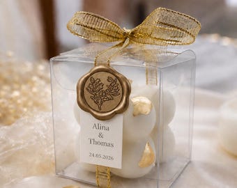 Set of 5 Mini Bubble Candles with Personalized Packaging | Gold Leaf | Vegan | Scented Candle | Gift Set | Wedding | Party Favor | Gift