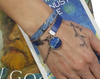 Vincent Van Gogh  - Starry Night - Leather Wristband