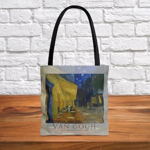 Van Gogh Tote Bag - Cafe Terrasse bei Nacht Tote Bag - Tote Bag - Schultertasche - Museum Tragetasche - Kunst Tragetasche - Premium, Qualität, Stylish
