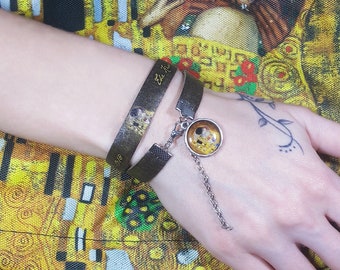 Gustav Klimt  - The Kiss - Leather Wristband