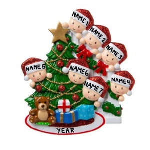 Family of 7 Personalized Christmas Ornament - Ornament with Custom Names - Family of 7 Ornament - Christmas Ornament - Family with Tree