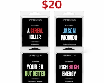 Set of 4 Wax Melts | Funny Wax Melt Bundle | Pick Your Scents | Sarcastic Gift | White Elephant Gift