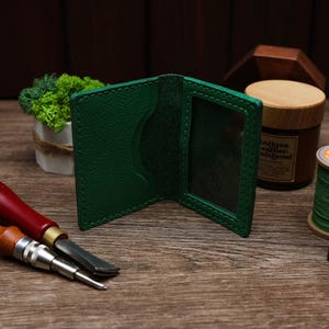 Porte-cartes d'identité en cuir minimaliste, Portefeuille pour femme en cuir avec poche avant, Porte-cartes de visite mince, Cadeau de remerciement pour femme, maman, grand-mère, soeur