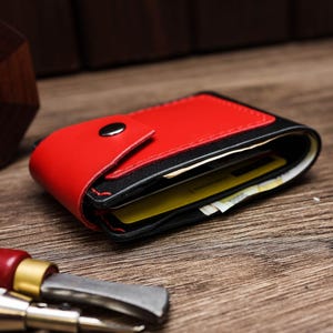 Herren Leder Brieftasche vorne, niedlicher minimalistischer schlanker Kartenhalter, einzigartiges Dankeschön für Freund, Bräutigam, Opa, Bruder, bester Freund