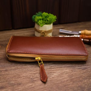 Bargeld Umschlag Brieftasche, Lange Damen Geldbörse mit Reißverschluss, niedliche Leder Clutch, Minimalist Damen Telefon Brieftasche, Geschenk für Frau Mutter Tante Oma Sie