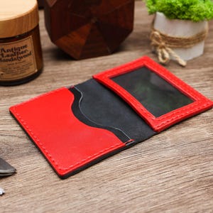 Minimalistischer Leder ID-Kartenhalter, Herren Leder Vordertasche Brieftasche, schlanker Visitenkartenhalter, Geschenk für Freund Bräutigam Bruder Bester Freund