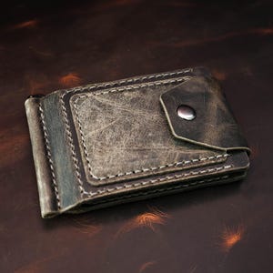 Clip de dinero de cuero para hombre, billetera minimalista delgada con bolsillo frontal, tarjetero pequeño único, regalo para novio, hermano, mejor amigo, esposo