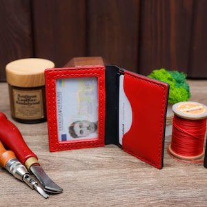 Porta carte d'identità minimalista in pelle, portafoglio da donna in pelle con tasca frontale, porta biglietti da visita sottile, regalo di ringraziamento per moglie, mamma, nonna, sorella