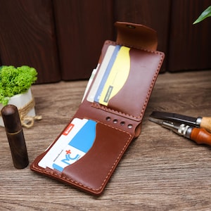Cartera de cuero con bolsillo frontal para hombre, bonito tarjetero minimalista y delgado, regalo de agradecimiento único para novio, abuelo, hermano, mejor amigo.