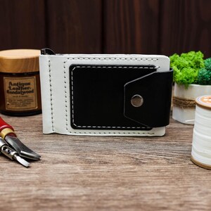 Geldklammer aus Leder, Brieftasche für die Vordertasche der Männer, niedlicher minimalistischer schlanker Kartenhalter, einzigartiges Geschenk für Freund, Bräutigam, Bruder, bester Freund