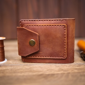 Portafoglio da uomo in pelle con tasca frontale, grazioso porta carte minimalista sottile, regalo unico di ringraziamento per fidanzato, sposo, nonno, fratello, migliore amico.