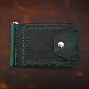 Pince à billets en cuir pour homme, portefeuille mince et minimaliste avec poche avant, petit porte-cartes cadeau pour petit ami, frère, frère, meilleur ami, mari