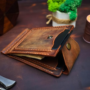 Portafoglio da uomo in pelle con fermasoldi, sottile e minimalista, porta carte di credito piccolo e unico, regalo per fidanzato, sposo, fratello, migliore amico, marito