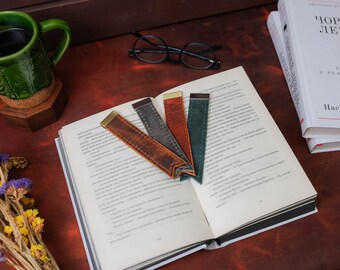 Personalized Leather Bookmark, Custom Name Bookmark, Book Lover Reading Accessory