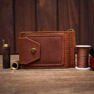 Geldklammer aus Leder, Brieftasche für die Vordertasche der Männer, niedlicher minimalistischer schlanker Kartenhalter, einzigartiges Geschenk für Freund, Bräutigam, Bruder, bester Freund