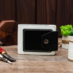 Cartera de cuero con bolsillo frontal para hombre, bonito tarjetero minimalista y delgado, regalo de agradecimiento único para novio, abuelo, hermano, mejor amigo.