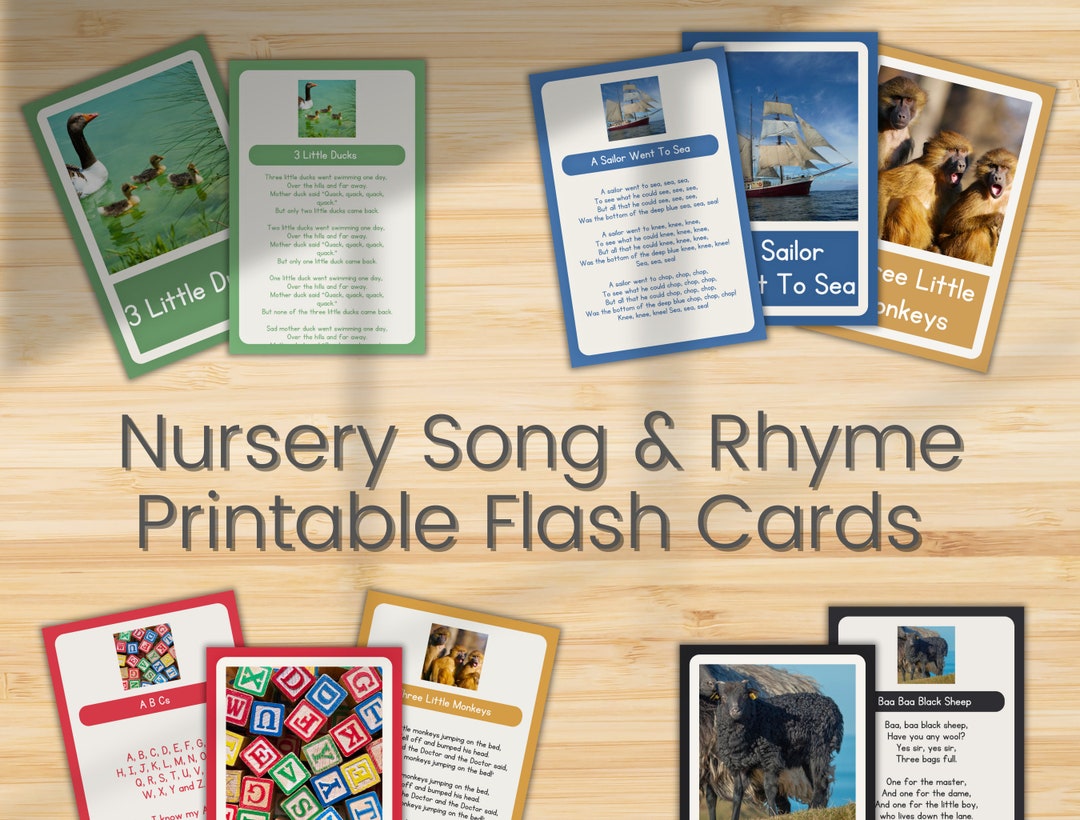 Nursery Songs and Rhymes Flash Cards Story Time Song Time Etsy