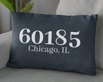 zip code pillows etsy