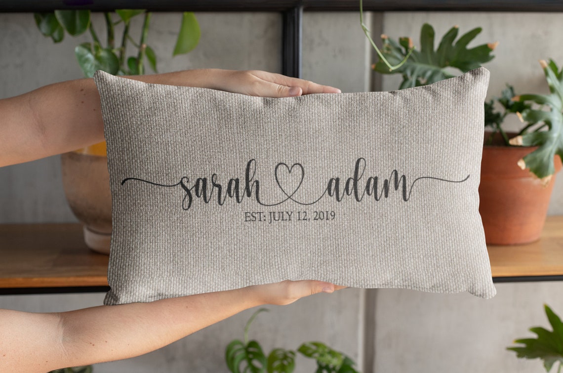 Anniversary Couple Name Printed Pillow Cover