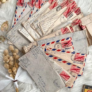 Vintage Handwritten Love Letters - Bundle of 10 || WWII letter covers envelope junk journal ephemera paper pack collage mixed media