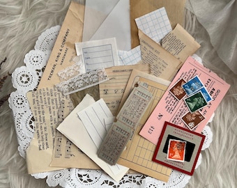 Authentic Vintage Paper Scraps Kit 30pcs | Junk Journal Supplies | Antique Paper Pieces Assorted Scraps | Mixed Media Collage Ephemera Lot