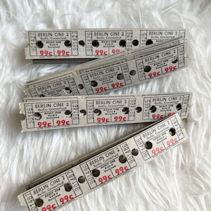Vintage Berlin Cine 2 Ticket - Strip von 20 tix || seltene Vintage Ephemera Film Autokino Erinnerungsstücke Mixed Media Collage Junk Journal