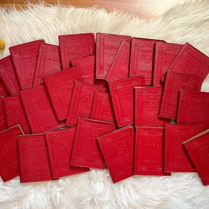 Authentic Antique Little Leather Library Books - Red - Choose || mini books literary classics shakespeare wilde rustic cottagecore poem poe