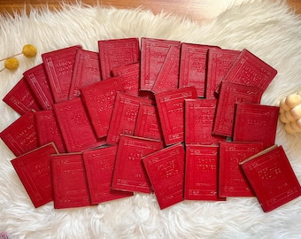 Authentic Antique Little Leather Library Books - Red - Choose || mini books literary classics shakespeare wilde rustic cottagecore poem poe