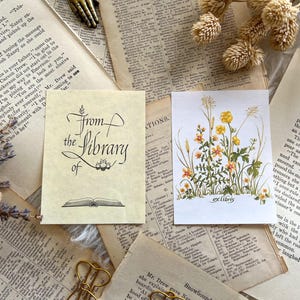 NOS Vintage Gummed Bookplates - Set of 5 || Made in USA vintage ephemera scrapbooking bookstagram journaling antioch gummed label ex libris