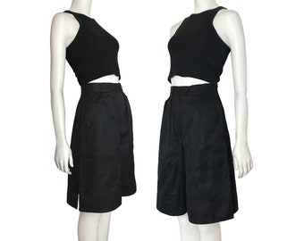 80er Escada schwarze high waisted plissierte Shorts / 80er jahre designer kurze Hose mit Bügelfalte / Taille 65cm / W25