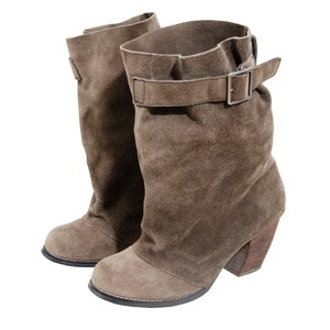 Zucca Suede Slouchy Pant Boots Zucca Loose Suede Taupe Brown