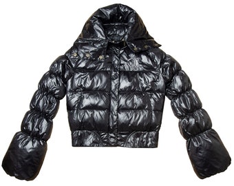 Roberto Cavalli flared sleeves cropped puffer jacket / Vintage archive Cavalli high neck puffy down jacket