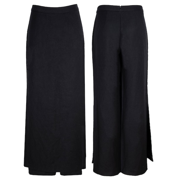 Pantalon jupe en laine noire Costume National vintage / Fabriqué en Italie