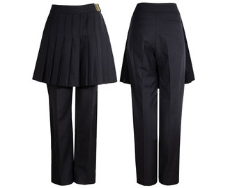 Vintage Dries Van Noten 100% wool black pants with overskirt