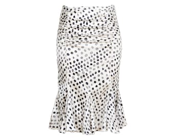 90s silk black and white printed midi skirt / 1990s silk mermaid skirt / Made in Italy