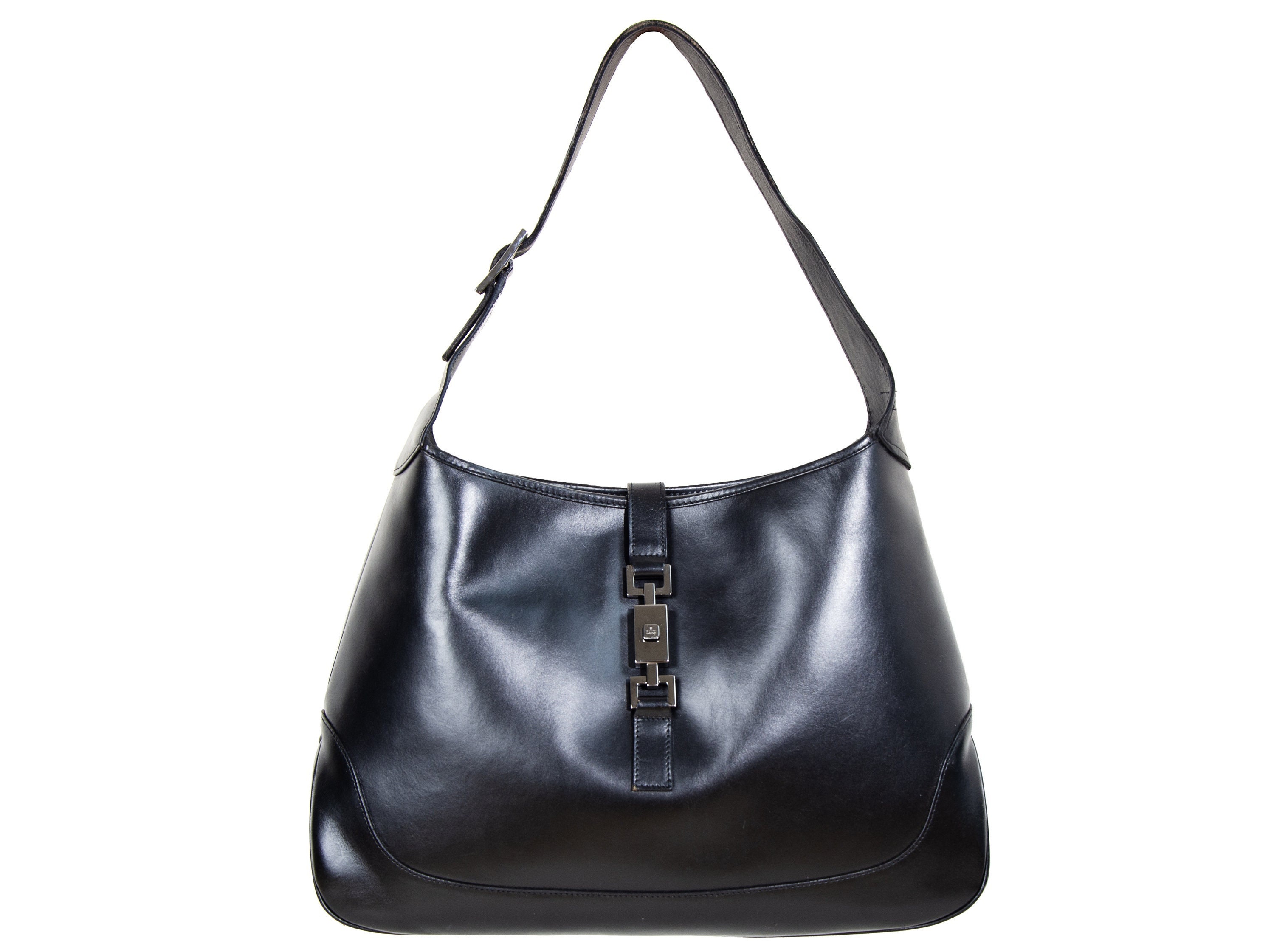 Vintage Gucci Jackie Leather Shoulder Bag In Black