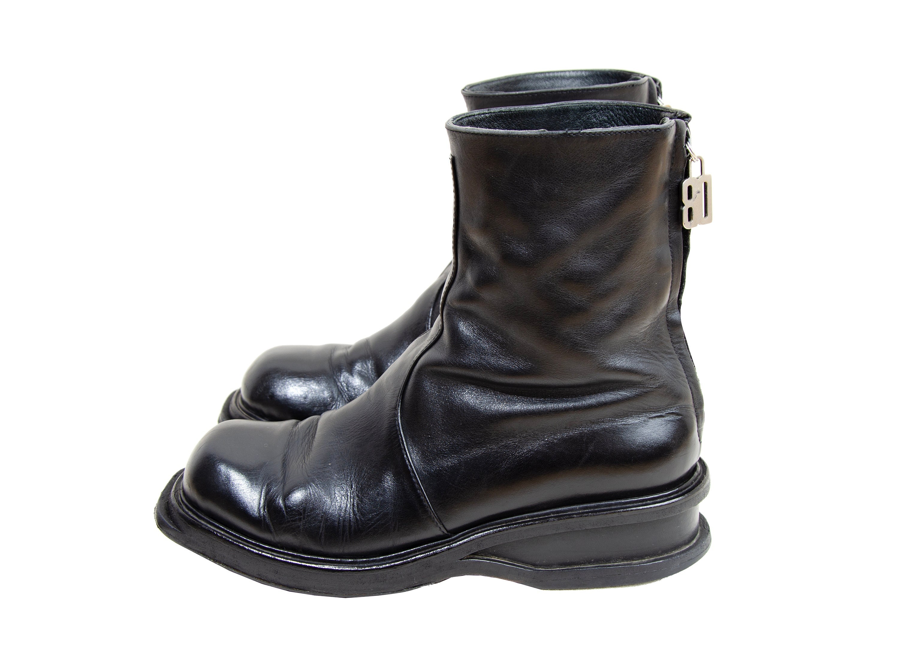 Vintage DIRK BIKKEMBERGS Boots Combat Shoes Logo Black Leather