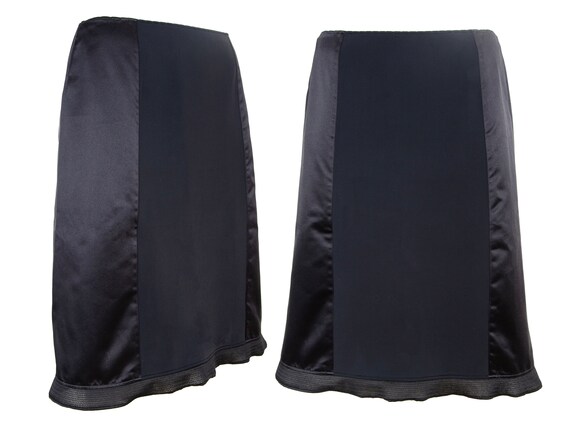 1999 Miu Miu Technical Silk Satin and Neoprene Black Skirt