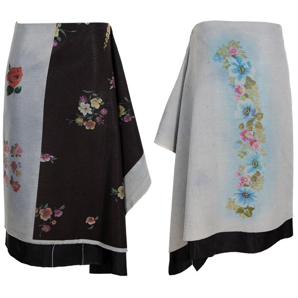 Marc Le Bihan floral print asymmetrical draped skirt / Made in France