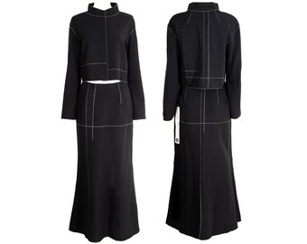 90s Ritsuko Shirahama cropped jacket and maxi skirt two piece set / Made in Japan