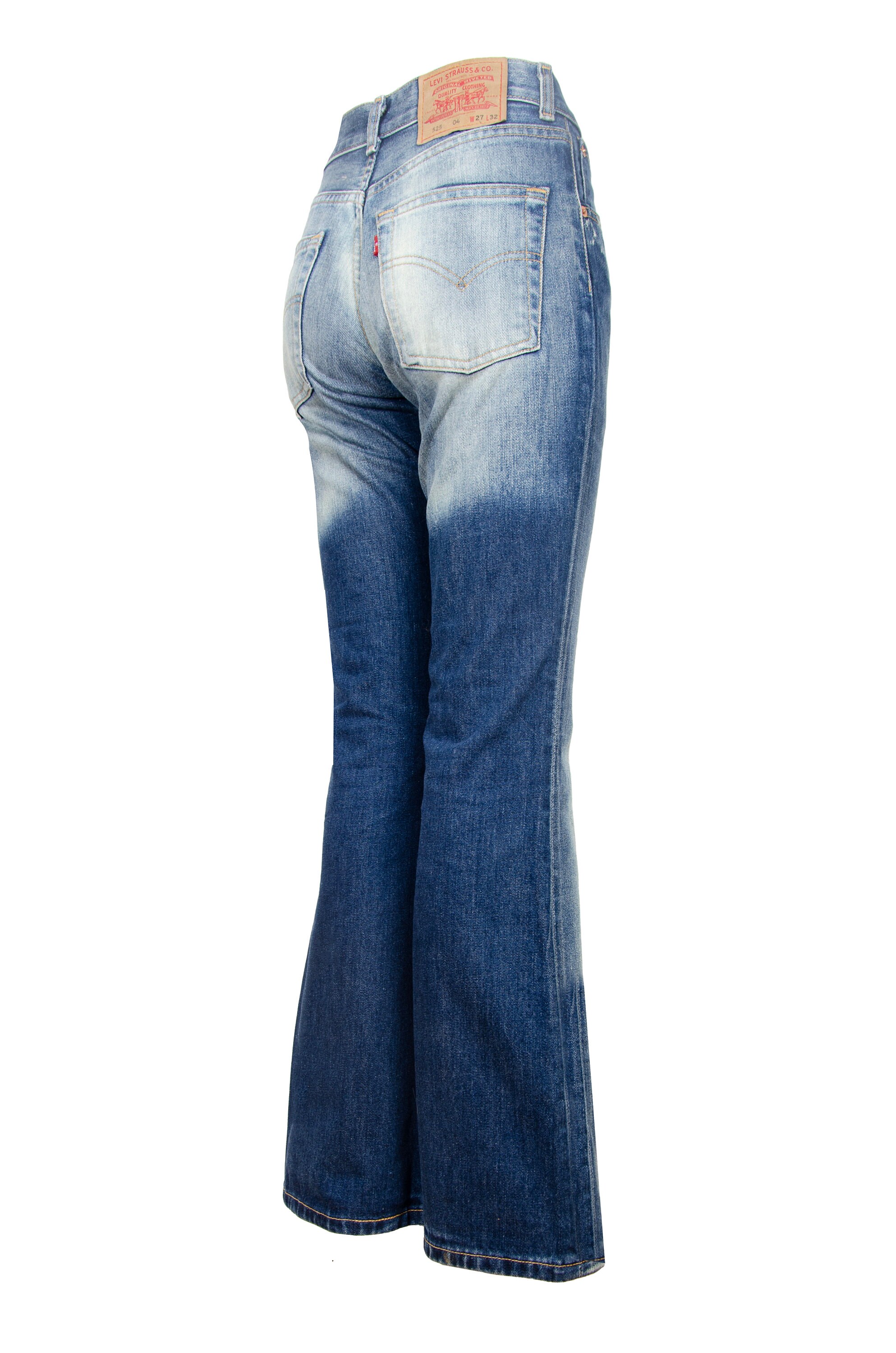 Levi’s archive denim flare pants 00s’ Early 2000s Levi's 525 Flared Jeans / Contrasted Fading Mid