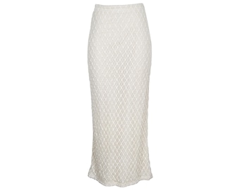 Vintage Y's "I Wish" by Yohji Yamamoto cream lace maxi skirt / Made in Japan