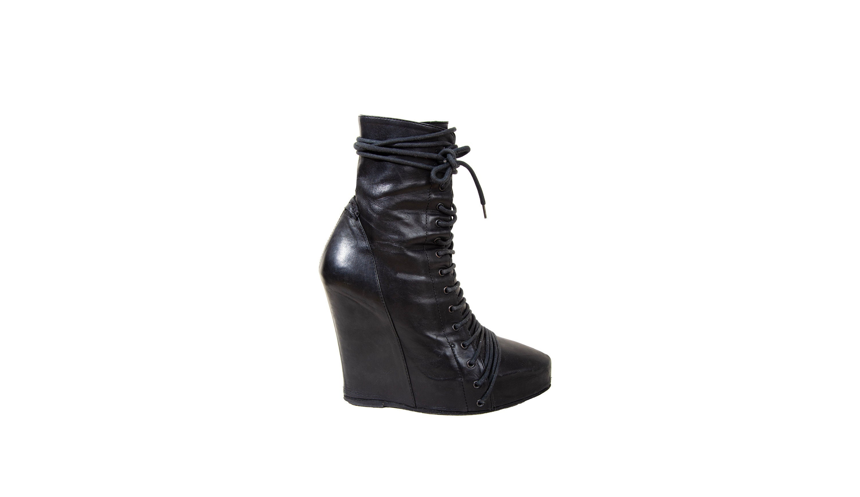 Ann Demeulemeester Lace up Wedge Boots Ann Demeulemeester