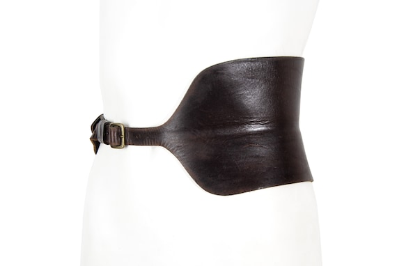 Vintage 90s Dries Van Noten brown leather corset … - image 1