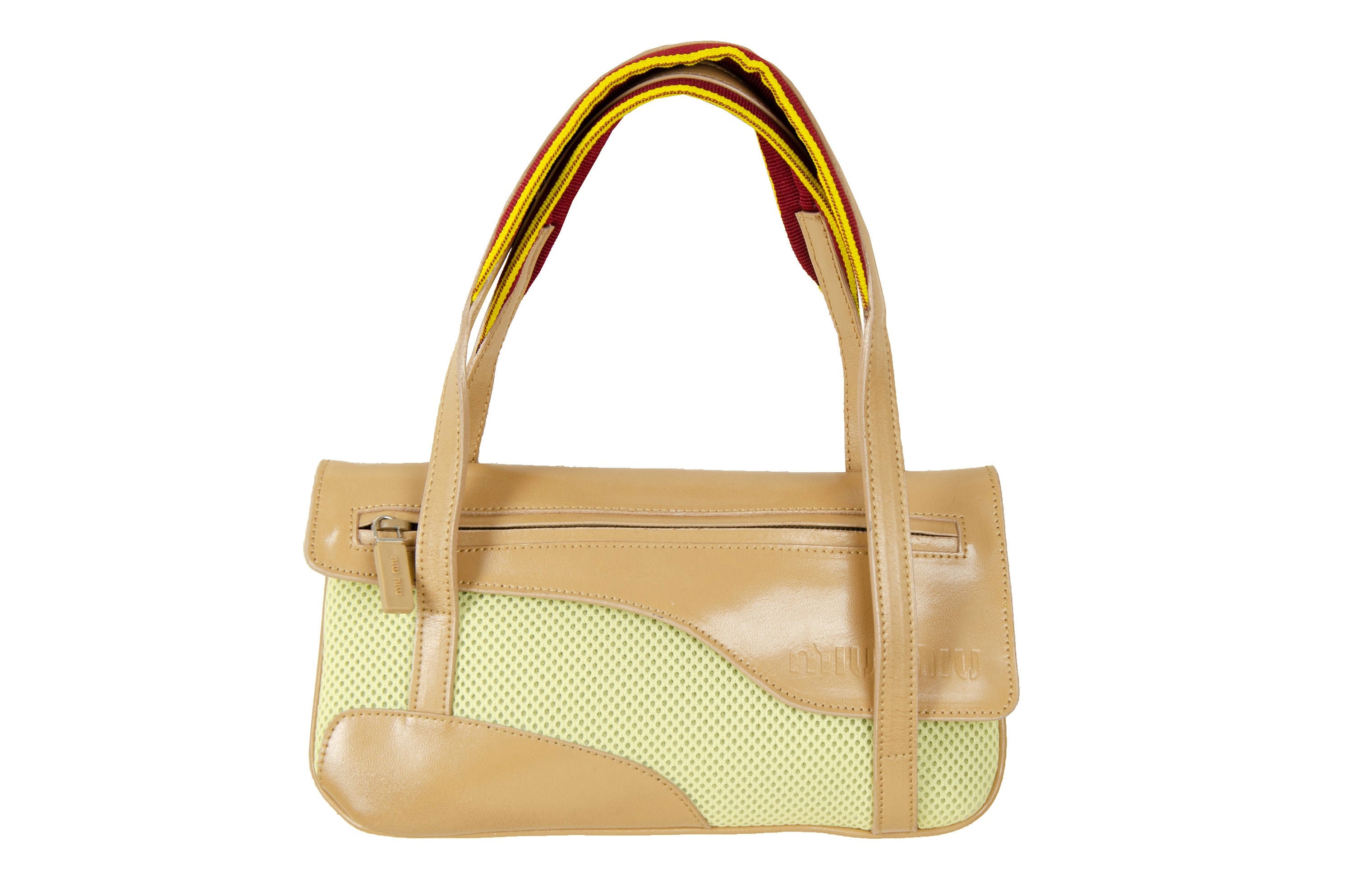 MIU MIU S/S 2000 bag / Miu Miu leather and mesh tech baguette ...