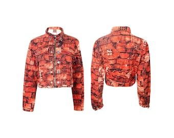 Jean Paul Gaultier "Fight Racism" red brick wall graffiti cropped jacket / Gaultier F/W 1997-1998 outerwear