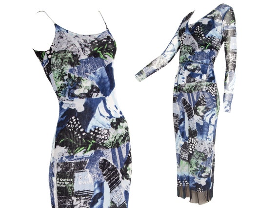 90s Sheer Mesh Wrap Cardigan and Dress Two Piece Set / Italian - Etsy