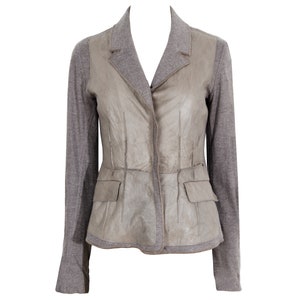 veste vintage Uli Schneider en cuir et patchwork de laine